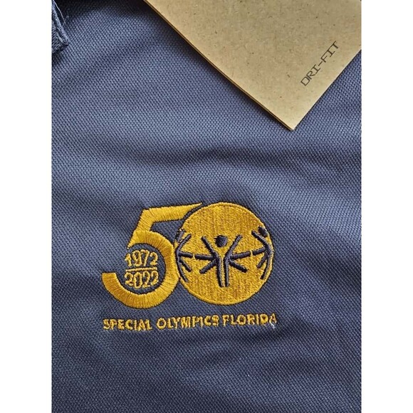 Nike Dri-Fit Men’s Polo Shirt Medium Navy Special Olympics Florida 50th NWT - Picture 10 of 13
